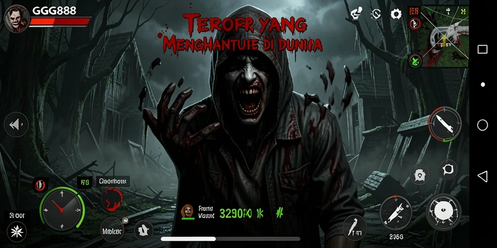 Screenshot utama GGG888 menampilkan suasana gameplay yang mencekam.