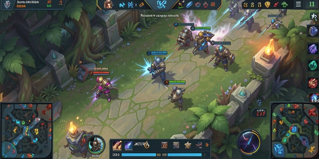 Gameplay seru dalam JKTJKT dengan aksi MOBA yang mendebarkan.
