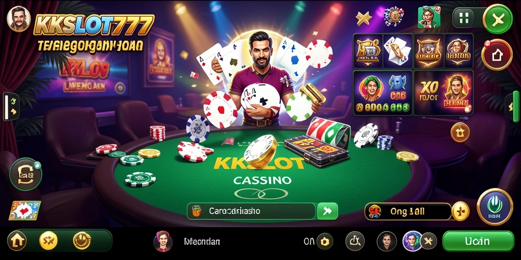 Screenshot gameplay KKSLOT777 yang menampilkan dealer langsung dan suasana kasino.