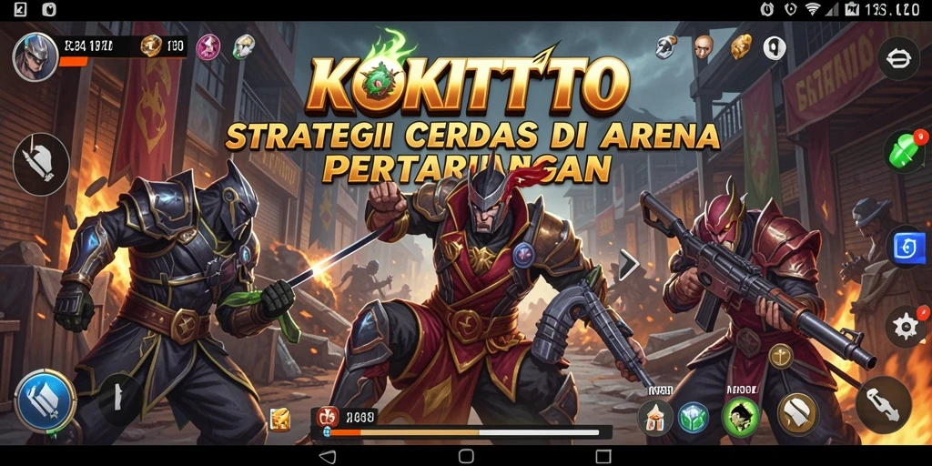 Screenshot gameplay KOKITOTO menampilkan pertarungan strategis yang seru.