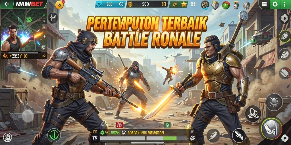Tangkapan layar aksi gameplay dinamis MAMIBET dalam pertempuran Battle Royale.