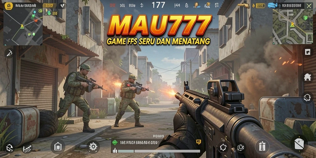 Screenshot utama MAU777 menampilkan aksi tembak-menembak yang seru.