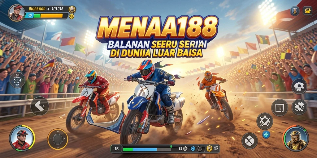 Tangkapan layar MENARA188 menampilkan aksi balapan yang intens dan grafis memukau.