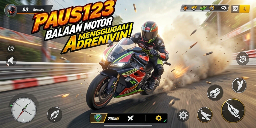 Tampilan gameplay balapan motor yang mendebarkan di PAUS123.