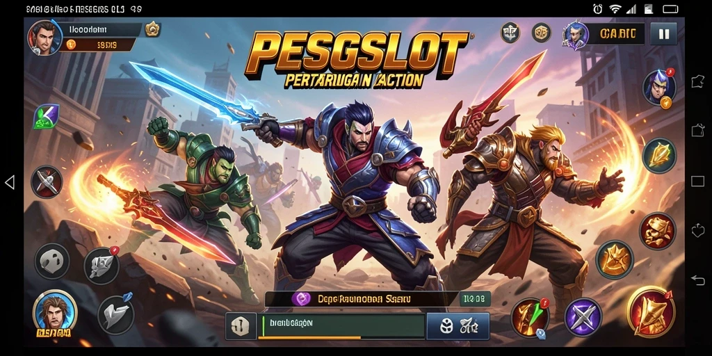 Tampilan gameplay PESGSLOT dengan aksi mendebarkan dan karakter berani.