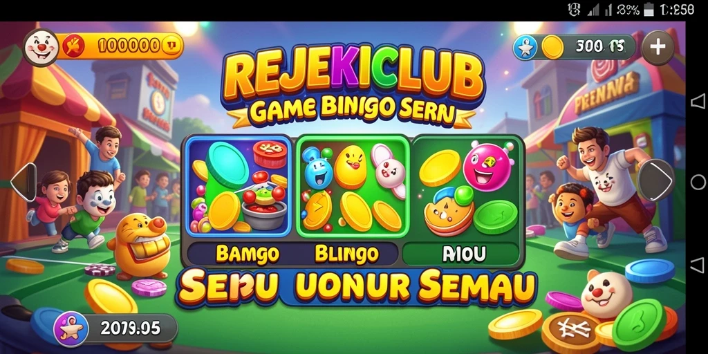 Tampilan gameplay seru dan mengasyikkan dari REJEKICLUB yang penuh warna.