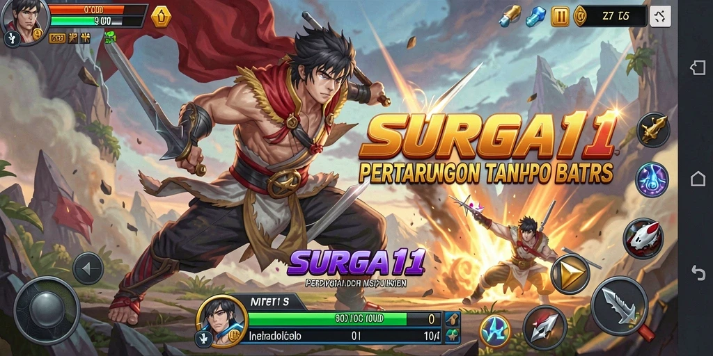 Screenshot gameplay SURGA11 dengan pertarungan aksi yang seru.