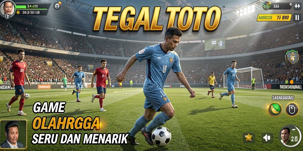 Tampilan antarmuka pengguna TEGALTOTO dengan gameplay olahraga yang dinamis.