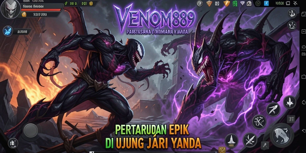 Tangkapan layar gameplay <strong>VENOM889</strong> menampilkan aksi pertarungan yang mendebarkan.