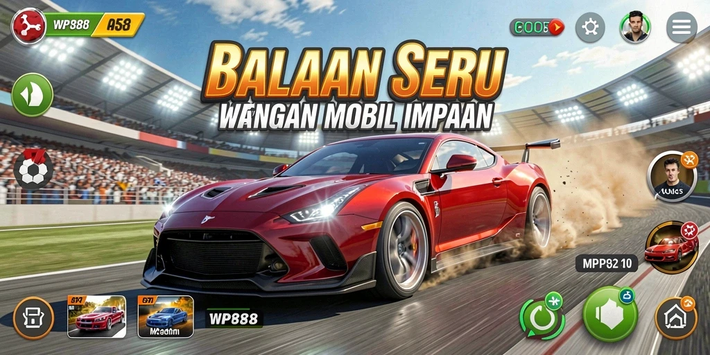 Gameplay WP888 yang seru dan menegangkan saat balapan.
